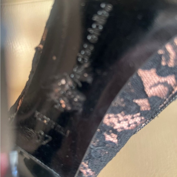 Made in Italy peep toe Lace black high stiletto heels size EU37 - Picture 5 of 12